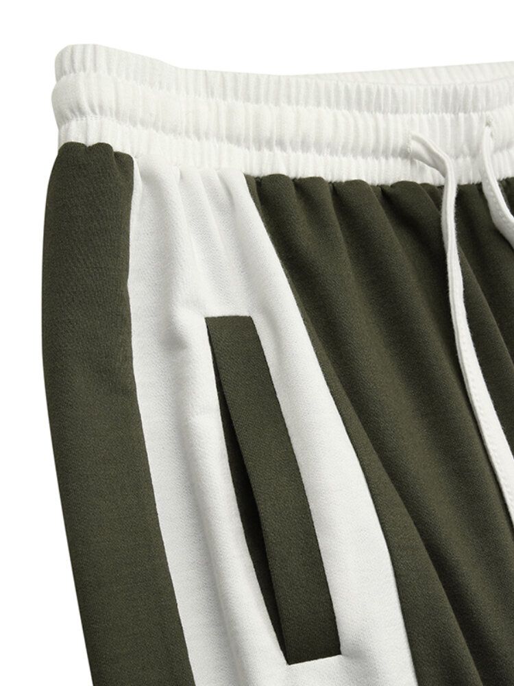 Pantalones De Chándal De Cintura Con Cordón De Retazos Y Bloques De Color Para Mujer Con Bolsillo