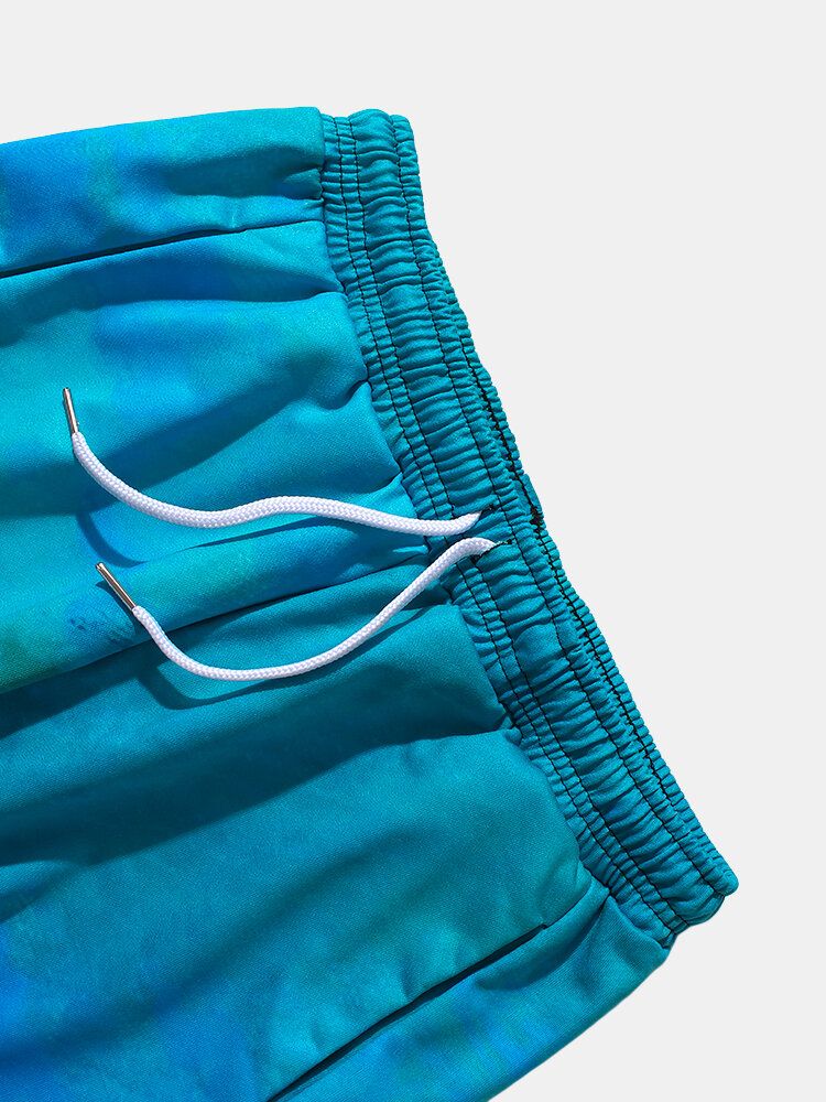 Pantalones De Chándal De Cintura Con Cordón Y Estampado De Aceite De Teñido Anudado Colorido Para Hombre