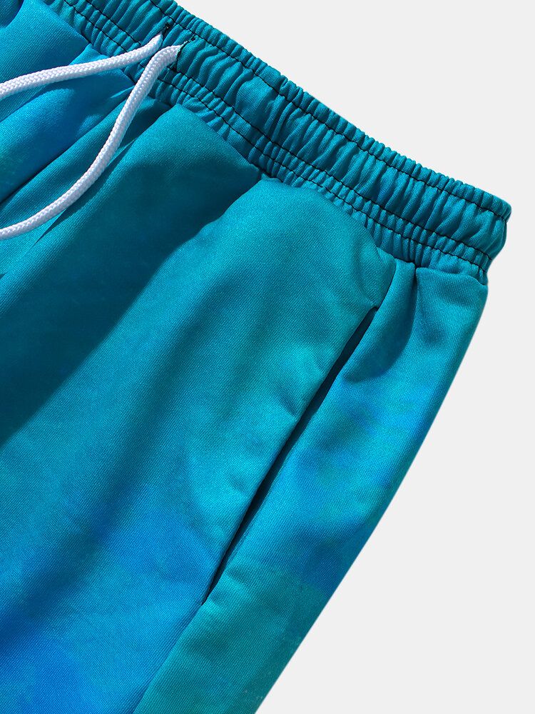 Pantalones De Chándal De Cintura Con Cordón Y Estampado De Aceite De Teñido Anudado Colorido Para Hombre