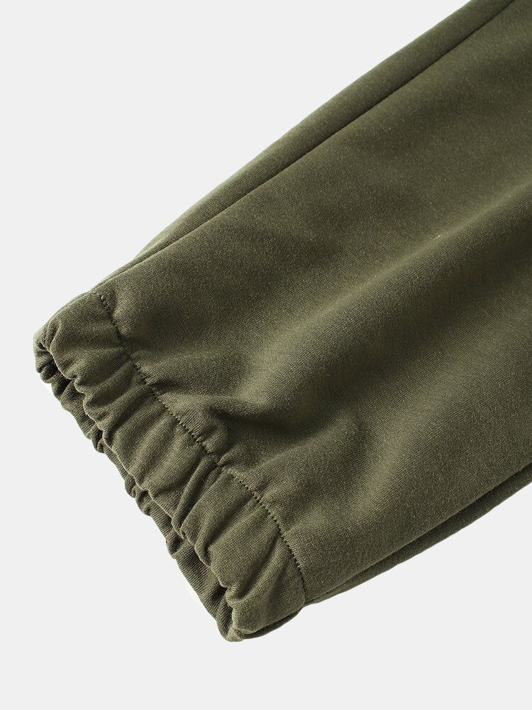 Pantalones De Chándal De Cintura Con Cordón Y Multibolsillos De Color Sólido Para Hombre