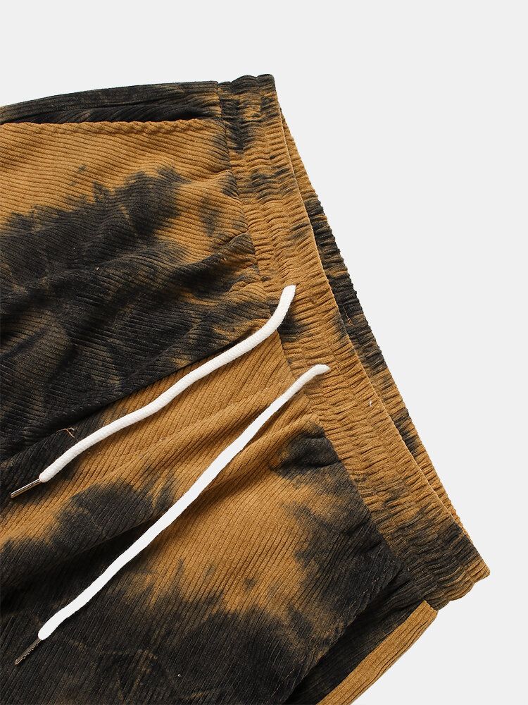 Pantalones De Chándal Con Cintura Con Cordón Y Multibolsillos Tie-dye Para Hombre