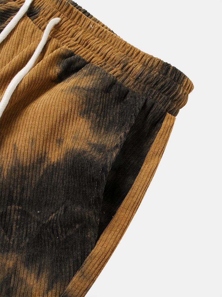 Pantalones De Chándal Con Cintura Con Cordón Y Multibolsillos Tie-dye Para Hombre