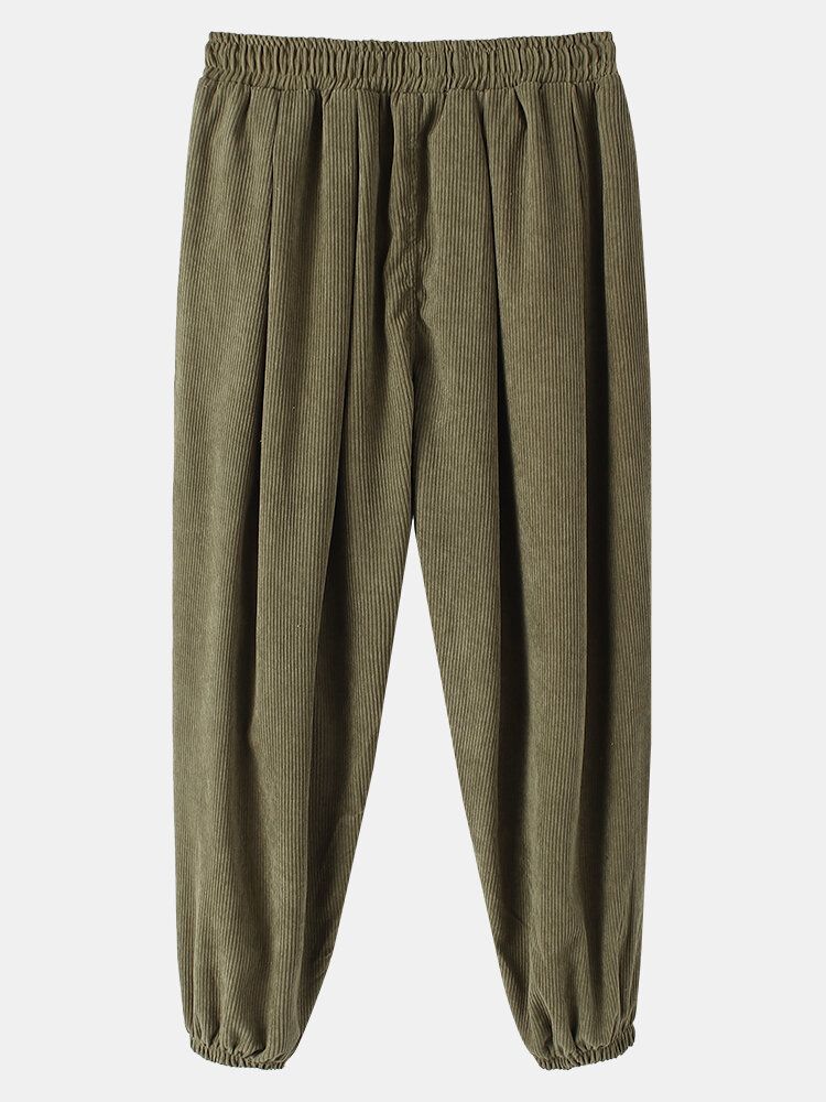 Pantalones De Chándal Con Cordón De Cintura Elástica De Pana Para Hombre