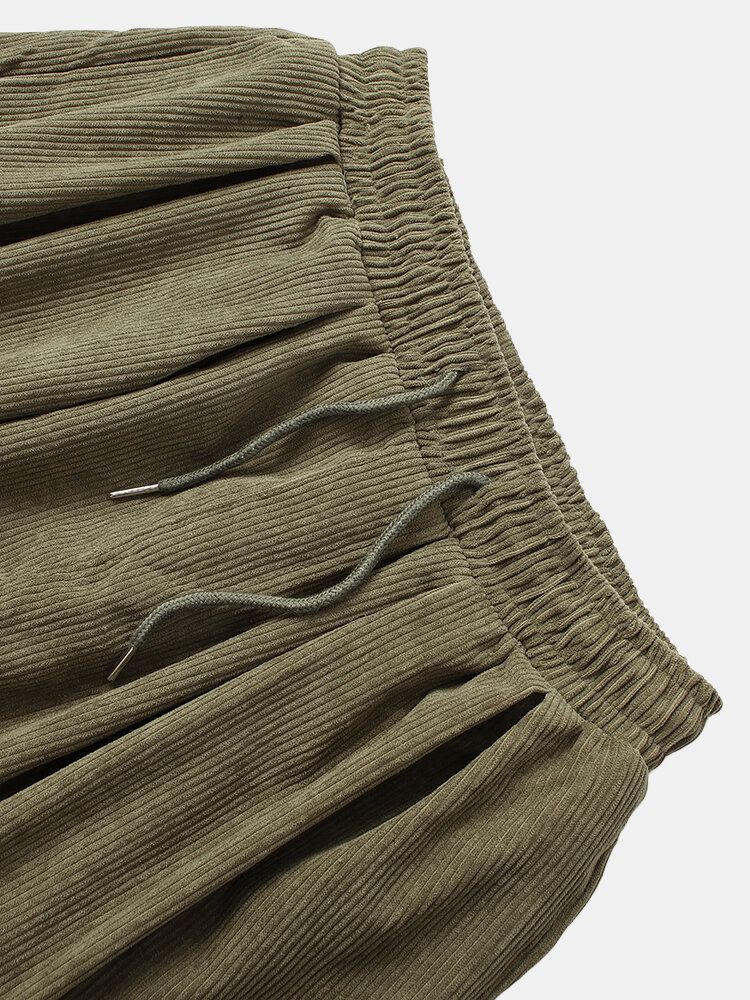 Pantalones De Chándal Con Cordón De Cintura Elástica De Pana Para Hombre