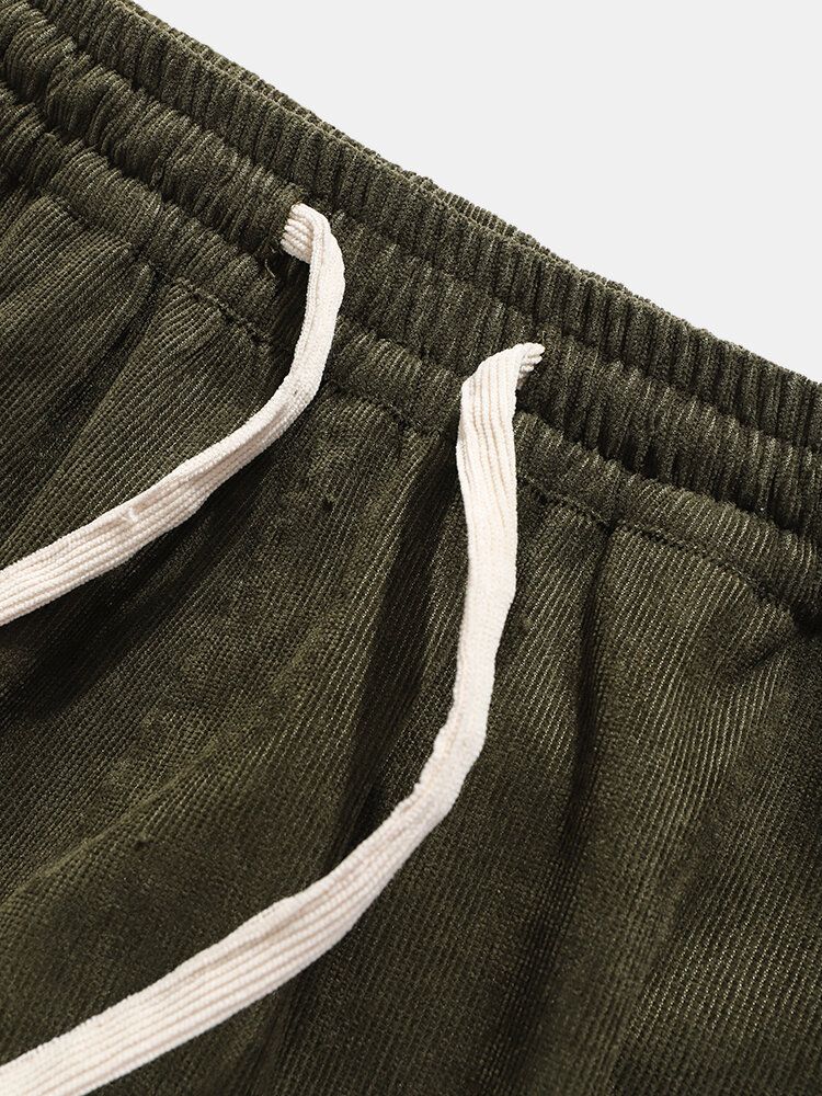 Pantalones De Chándal Con Cordón Informal De Rayas Laterales De Pana Para Hombre