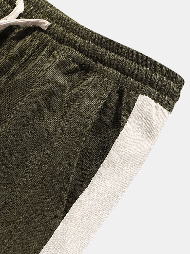 Pantalones De Chándal Con Cordón Informal De Rayas Laterales De Pana Para Hombre