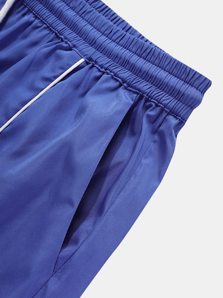 Pantalones De Chándal Con Cordón Informal Con Ribete En Contraste Para Hombre