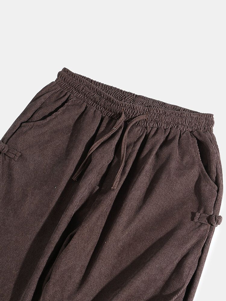 Pantalones De Chándal Con Cordón De Rana China De Pana Para Hombre Con Bolsillo