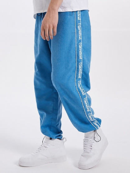 Pantalones De Chándal Con Cordón Y Múltiples Bolsillos Con Estampado De Letras Laterales Para Hombre