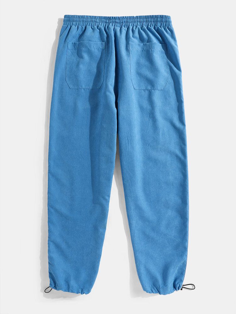 Pantalones De Chándal Con Cordón Y Múltiples Bolsillos Con Estampado De Letras Laterales Para Hombre