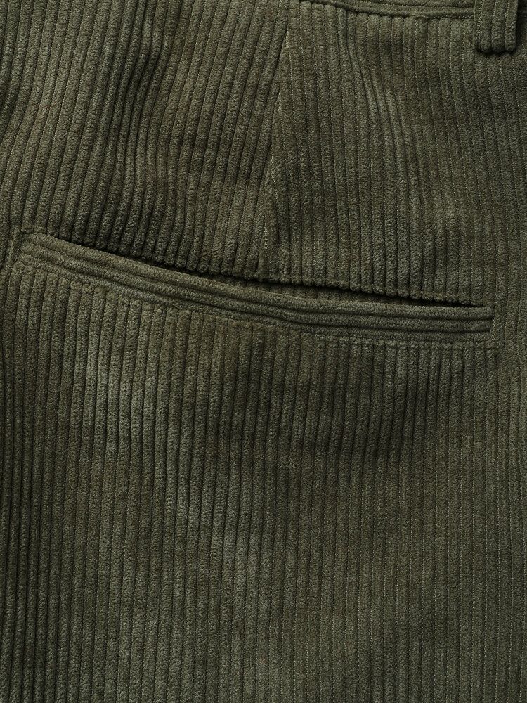 Pantalones De Chándal Con Cremallera De Color Sólido De Pana Para Hombre Con Bolsillo