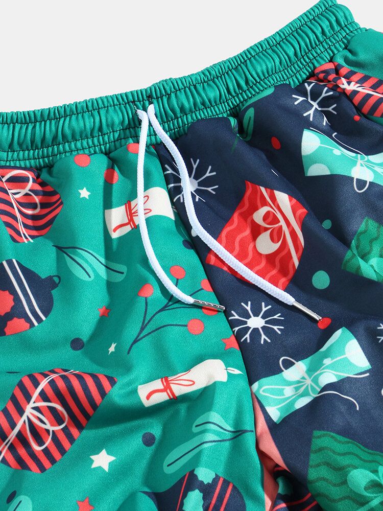 Pantalones De Chándal Con Estilo Casual Con Estampado De Patchwork Navideño Feo Para Hombre