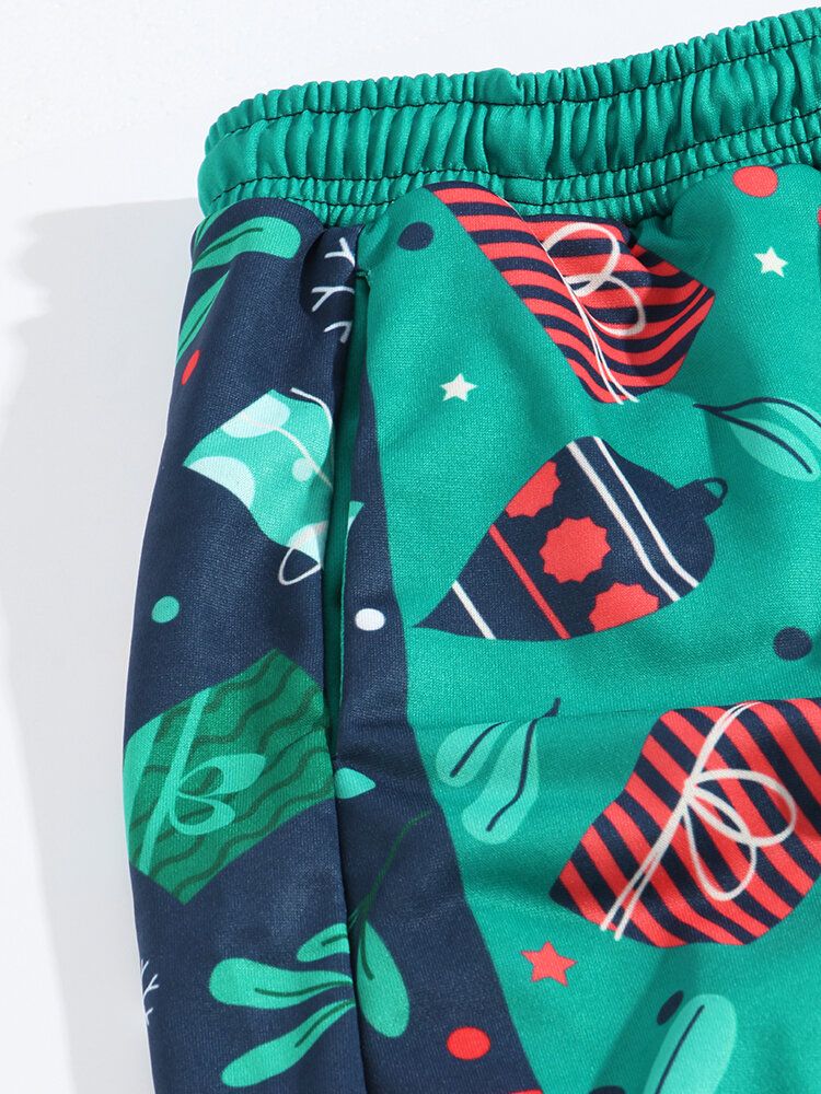 Pantalones De Chándal Con Estilo Casual Con Estampado De Patchwork Navideño Feo Para Hombre