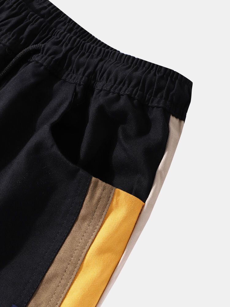 Pantalones De Chándal Con Puños De Algodón Con Apliques De Rayas Laterales Para Hombre