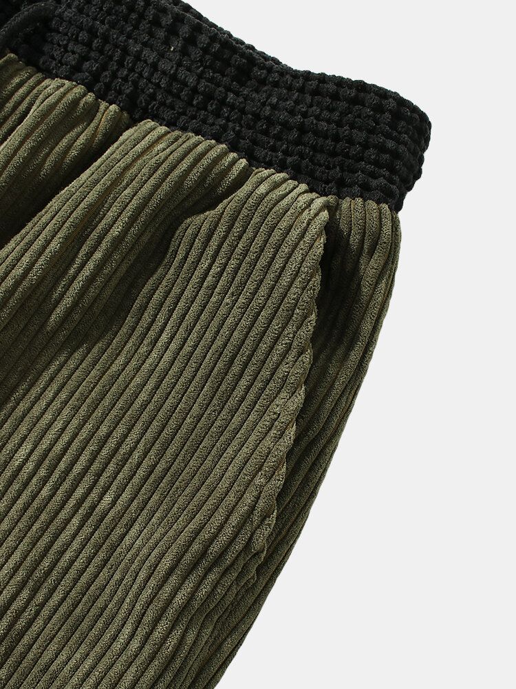 Pantalones De Chándal Con Puños Casuales De Cintura Con Cordón De Pana Para Hombre Con Bolsillo