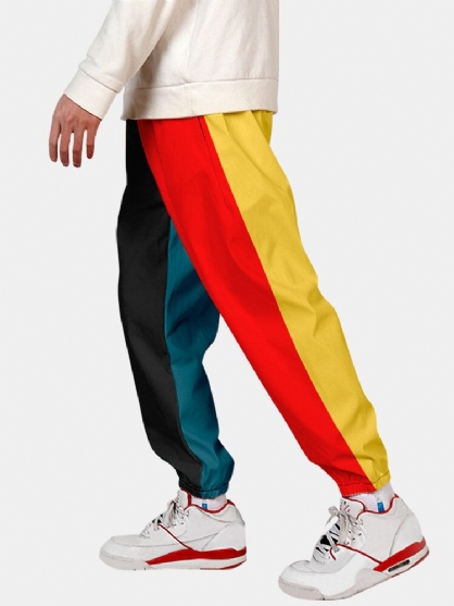 Pantalones De Chándal Con Puños En La Cintura Con Cordón En Contraste Y Bolsillo Para Hombre