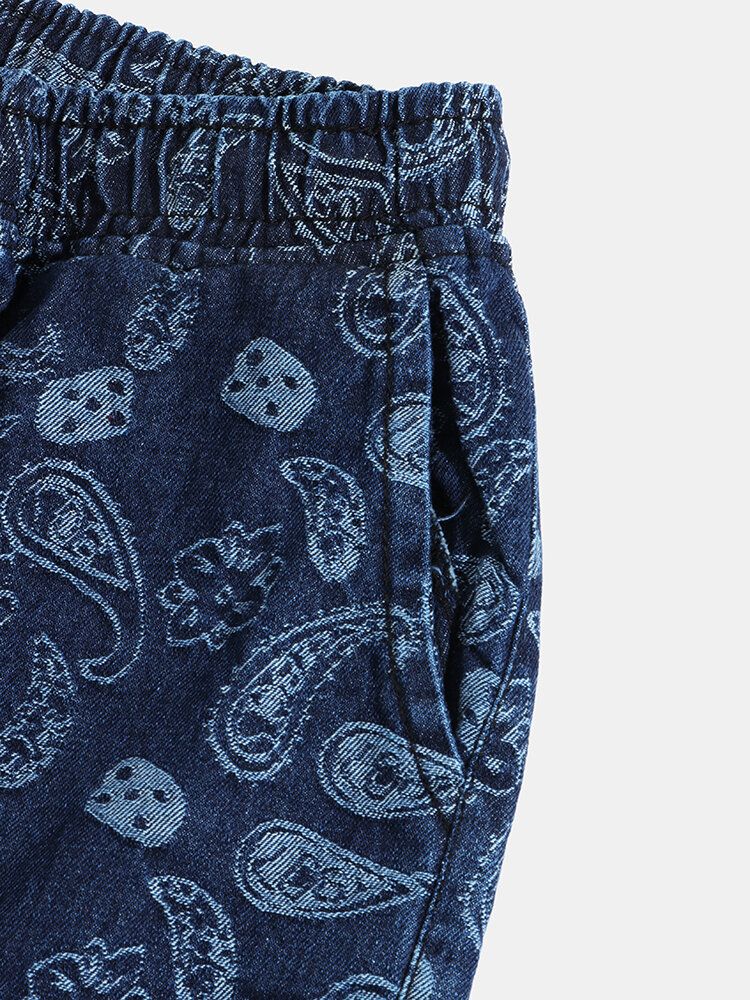 Pantalones De Chándal De Estilo Étnico Con Cordón Y Estampado De Paisley Para Hombre Con Bolsillo