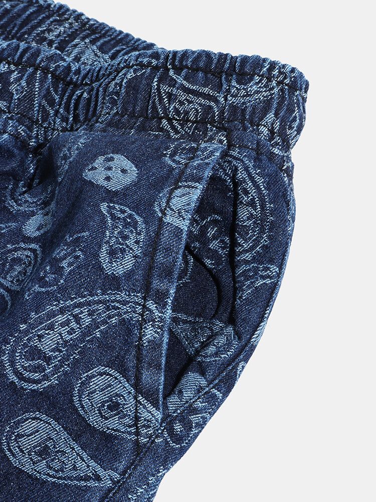 Pantalones De Chándal De Estilo Étnico Con Cordón Y Estampado De Paisley Para Hombre Con Bolsillo