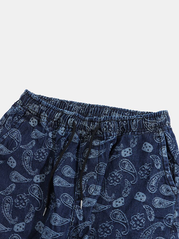 Pantalones De Chándal De Estilo Étnico Con Cordón Y Estampado De Paisley Para Hombre Con Bolsillo