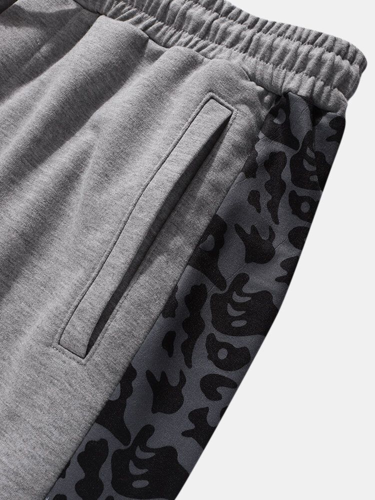 Pantalones De Chándal Informales Con Cintura Con Cordón Y Estampado De Rayas De Leopardo Lateral Para Hombre