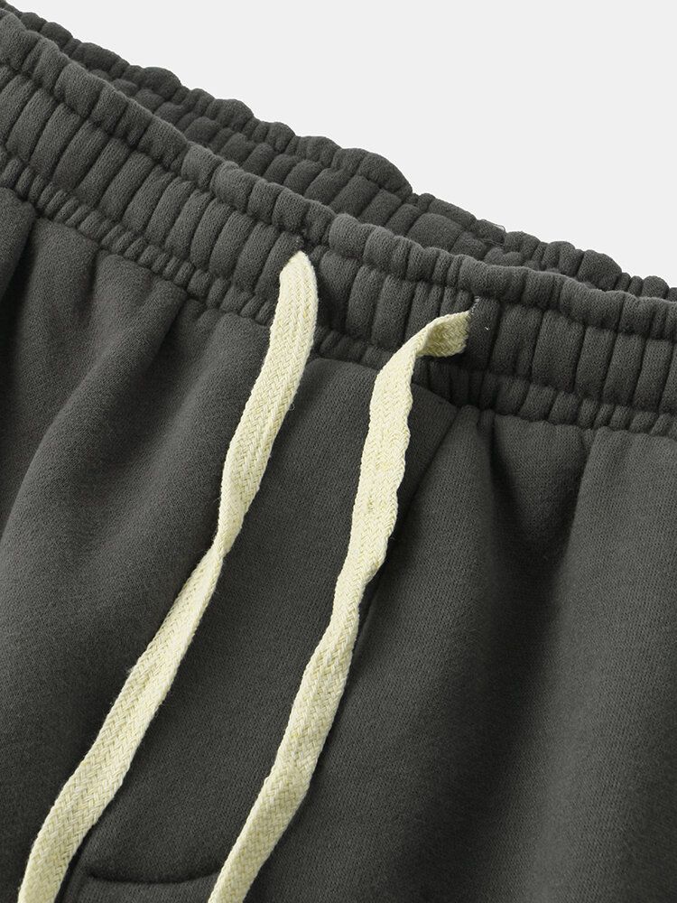 Pantalones De Chándal Rectos Casuales De Algodón De Color Sólido Para Hombre