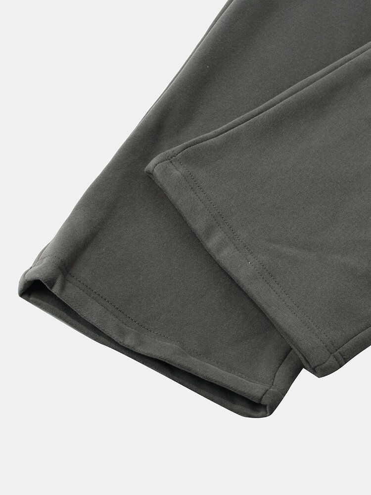 Pantalones De Chándal Rectos Casuales De Algodón De Color Sólido Para Hombre