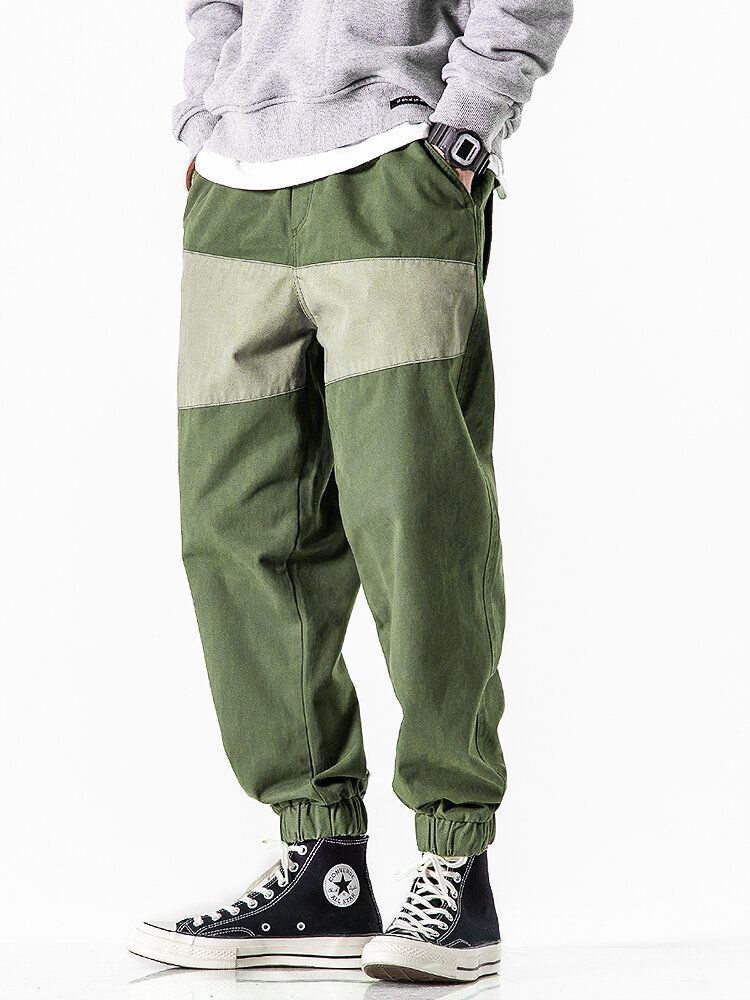 Pantalones De Chándal De Retazos De Algodón 100% En Contraste De Color Para Hombre