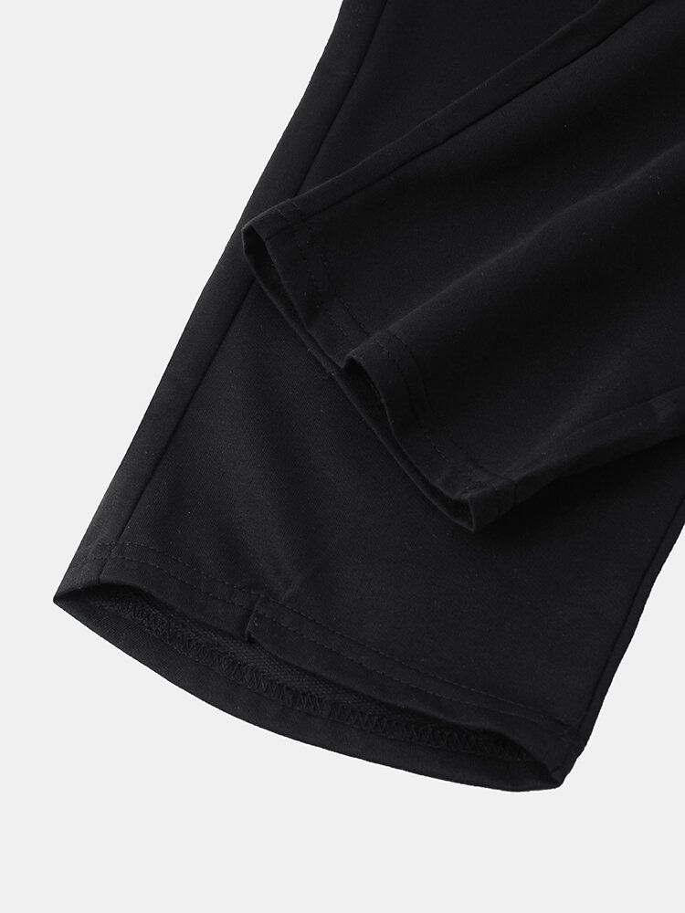 Pantalones De Cintura Elástica Con Cordón Informal A Rayas Laterales De Algodón Para Hombre Con Bolsillo