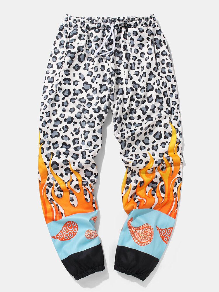 Pantalones De Cintura Elástica Con Estampado Animal Casual Para Hombre