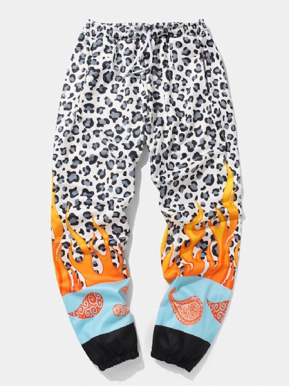 Pantalones De Cintura Elástica Con Estampado Animal Casual Para Hombre