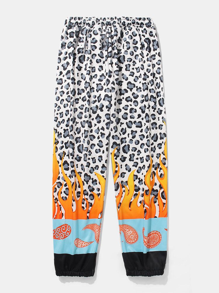 Pantalones De Cintura Elástica Con Estampado Animal Casual Para Hombre