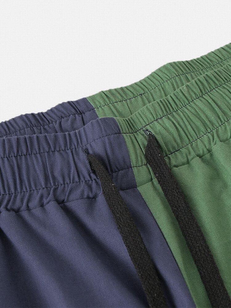 Pantalones De Cintura Elástica De Retazos De Algodón 100% Para Hombre