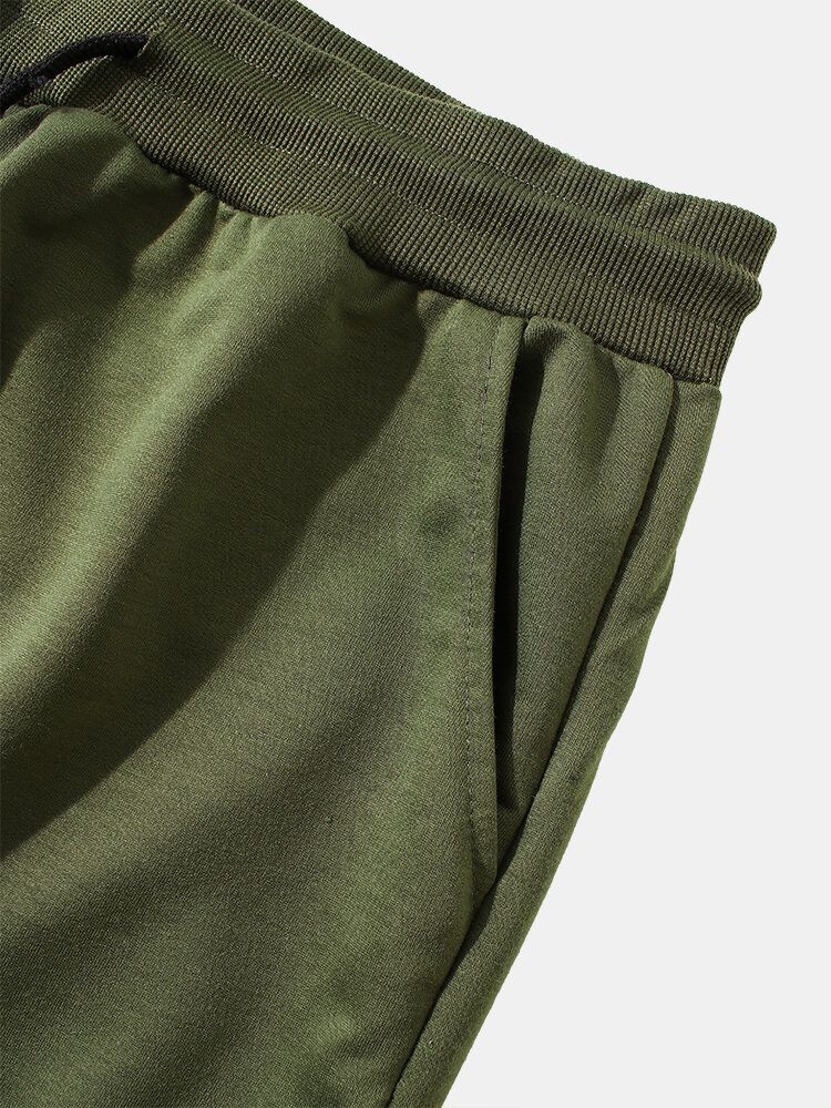 Pantalones Con Bolsillos Con Cremallera Para Hombre Cintura Con Cordón Casual Sólido Jogger Pantalones