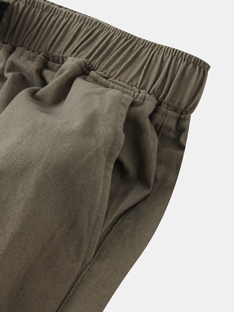 Pantalones Con Puños Con Cordón Y Cintura Estilo Cargo Con Hebilla De Empuje Para Hombre Con Bolsillo