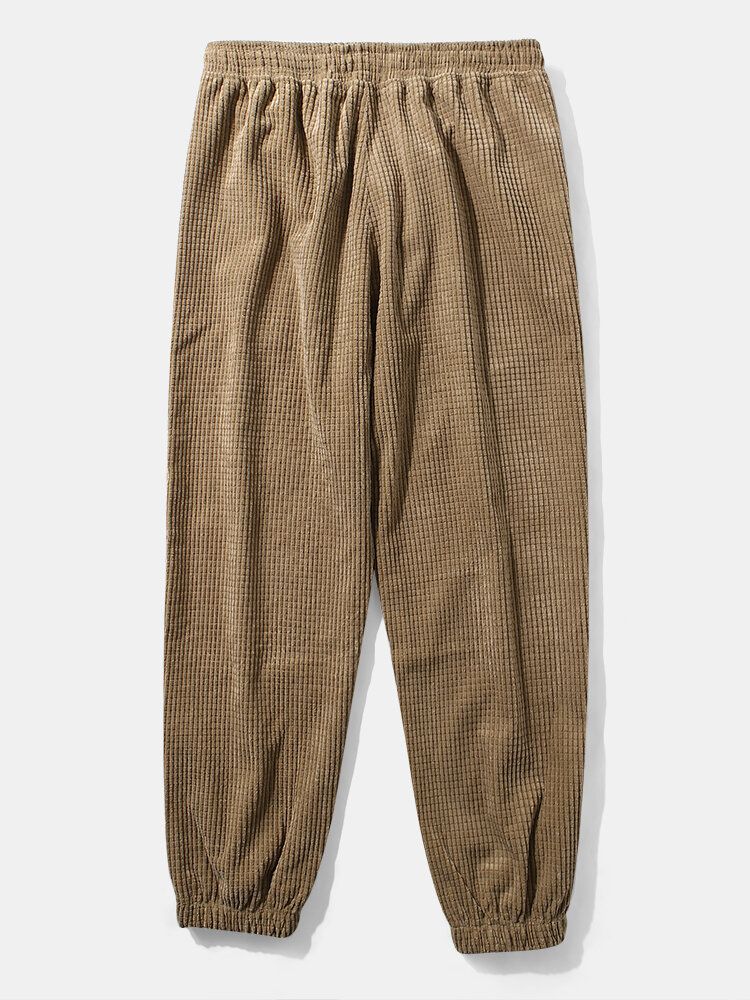 Pantalones Con Puños Elásticos Con Cordón Y Cordón Con Estampado De Letras Para Hombre Con Bolsillo