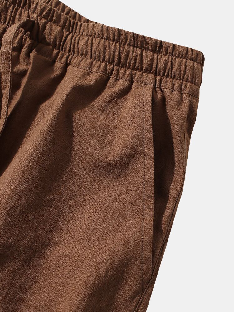 Pantalones De Cordón Casuales Lisos 100% Algodón De Color Liso Para Hombre