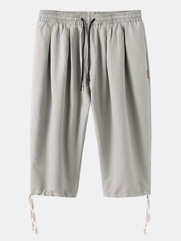 Pantalones De Cordones Casuales Hasta La Pantorrilla De Color Liso Liso Para Hombre