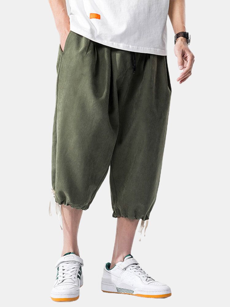 Pantalones De Cordones Casuales Hasta La Pantorrilla De Color Liso Liso Para Hombre