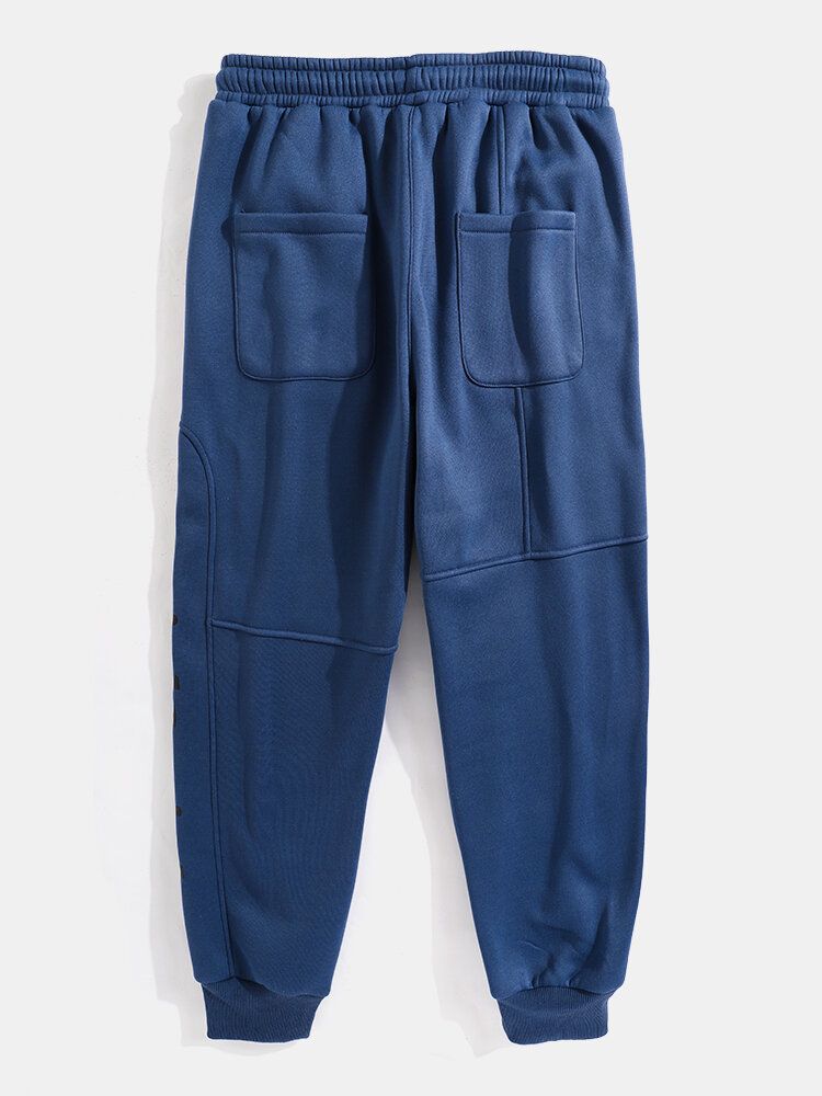 Pantalones Deportivos Casuales De Color Sólido Con Cordón Para Correr En La Cintura Para Hombre