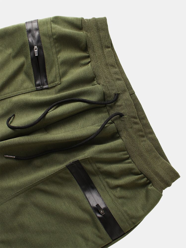 Pantalones Deportivos Casuales De Color Sólido Con Cordón Y Cintura Para Hombre