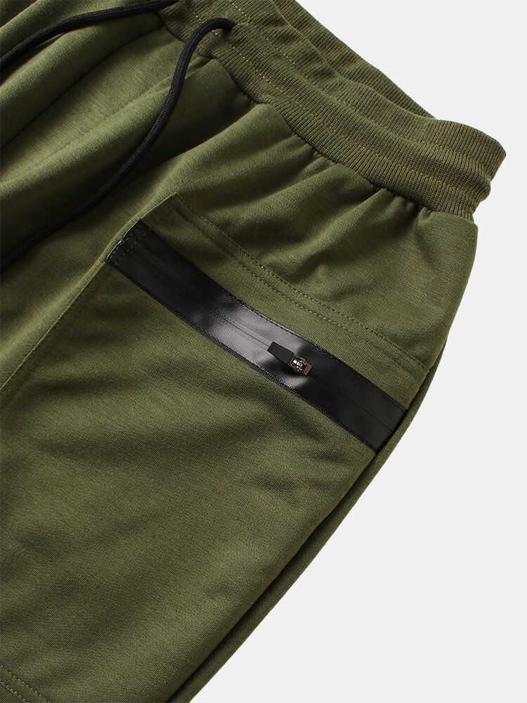 Pantalones Deportivos Casuales De Color Sólido Con Cordón Y Cintura Para Hombre