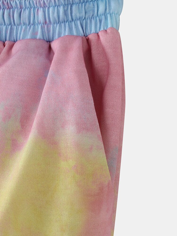 Pantalones Deportivos Informales Con Cintura Con Cordón Y Estampado Tie-dye Para Mujer