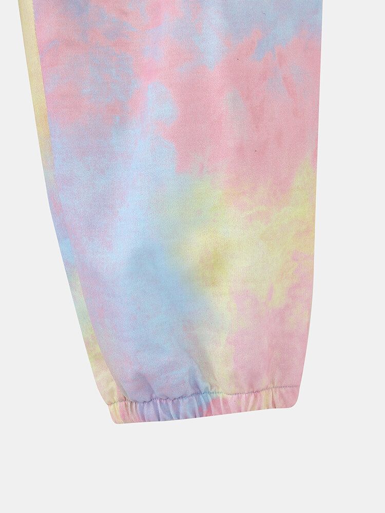 Pantalones Deportivos Informales Con Cintura Con Cordón Y Estampado Tie-dye Para Mujer