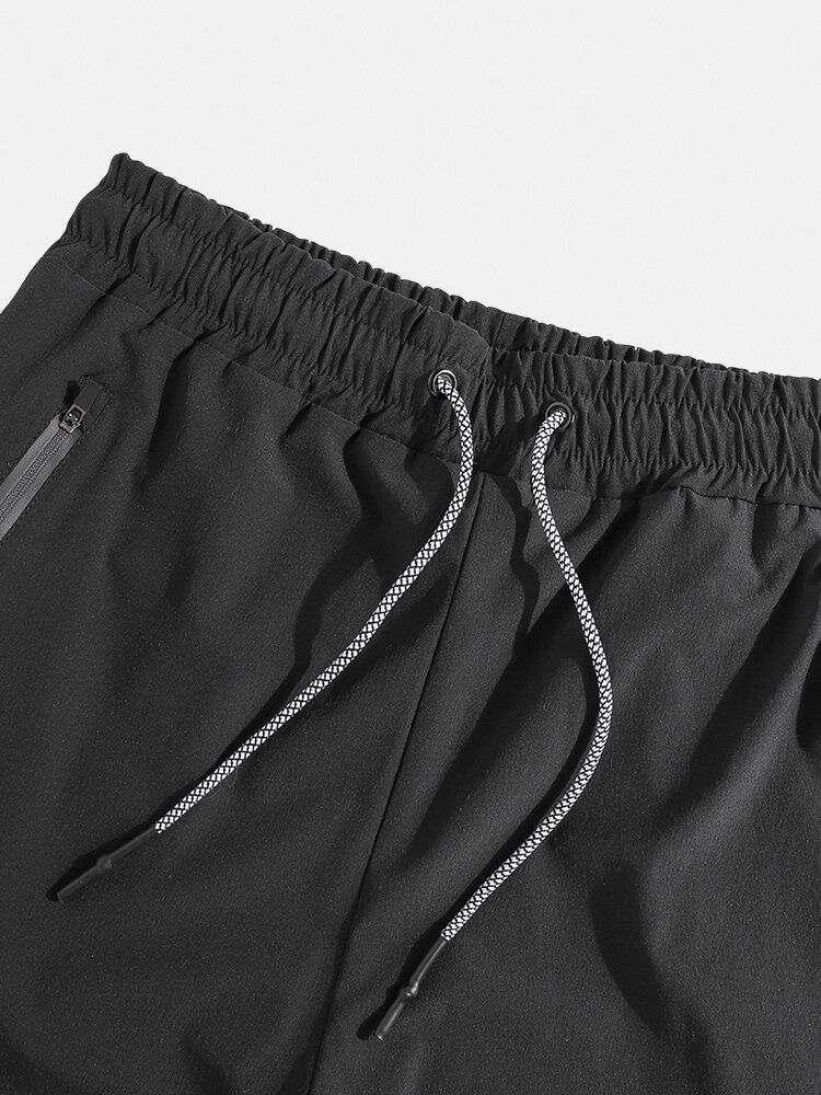 Pantalones Deportivos Tipo Jogging Cargo Con Cordón Reflectante Multibolsillos De Color Sólido Para Hombre