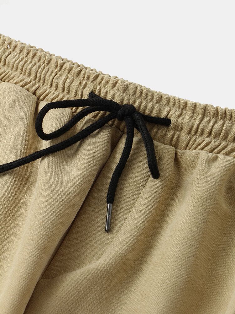 Pantalones Harem Casuales De Cintura Media Con Cordón Suelto De Color Sólido Estilo Breve Para Hombre