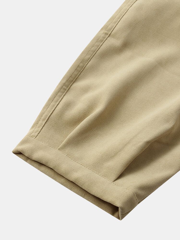 Pantalones Harem Casuales De Cintura Media Con Cordón Suelto De Color Sólido Estilo Breve Para Hombre