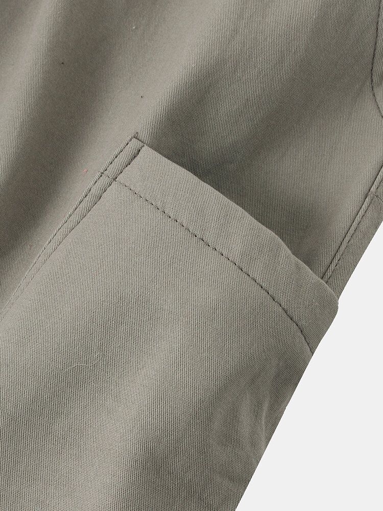 Pantalones Harén Casuales De Algodón Con Cintura Con Cordón Grueso Y Multibolsillos Para Hombre