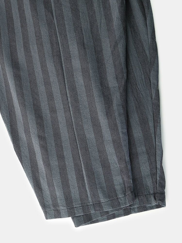 Pantalones Harén Casuales Con Cordón De Retazos Para Hombre Con Bolsillo