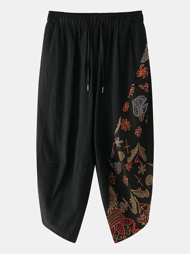 Pantalones De Harén De Cintura Con Cordón Ligero Suelto Informal Con Estampado De Estilo Étnico Para Hombre