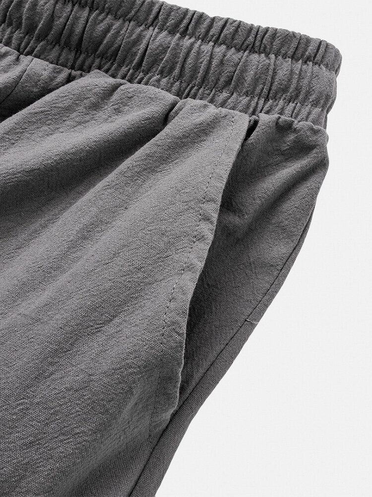 Pantalones De Harén Con Cordón Elástico En El Tobillo De Color Sólido De Algodón Para Hombre